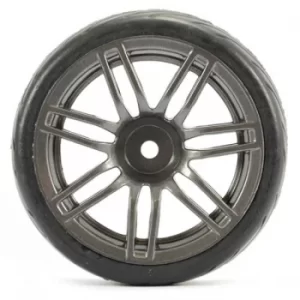 Image of Fastrax 1/10 Street/Tread Tyre 14Sp Gun Metal Wheel