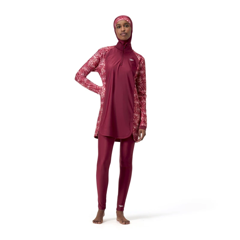 Image of Speedo Womens Swim Set Burkini Red/Pink female 10 (S)