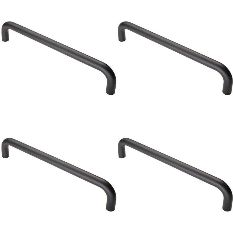 Image of Loops 4x Round D Bar Pull Handle 319 x 19mm 300mm Fixing Centres Matt Black unisex