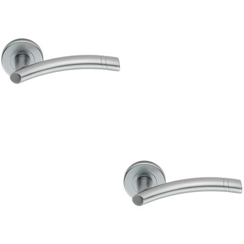 Image of Loops 2x PAIR Arched Round Bar Handle with Ring Detailing Concealed Fix Satin Chrome Multi