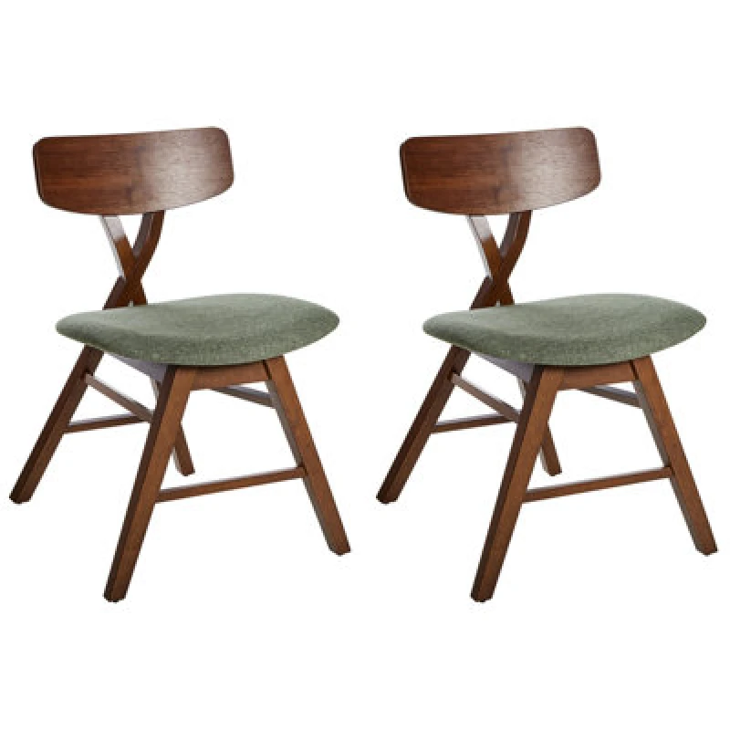 Image of Beliani Set Of 2 Dining Chairs Leland Wood Dark Brown