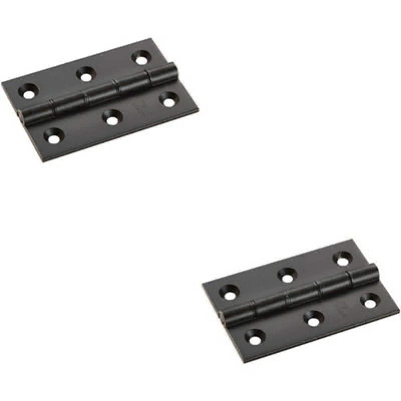 Image of Loops 2x PAIR 76 x 50 x 2.5mm Brass Washered Butt Hinge Matt Black Internal Door Black