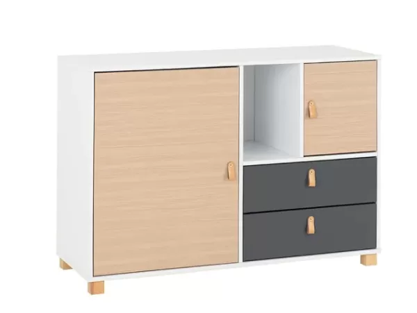 Image of Seconique Brooklyn Grey and Oak 2 Door 2 Drawer Storage Unit