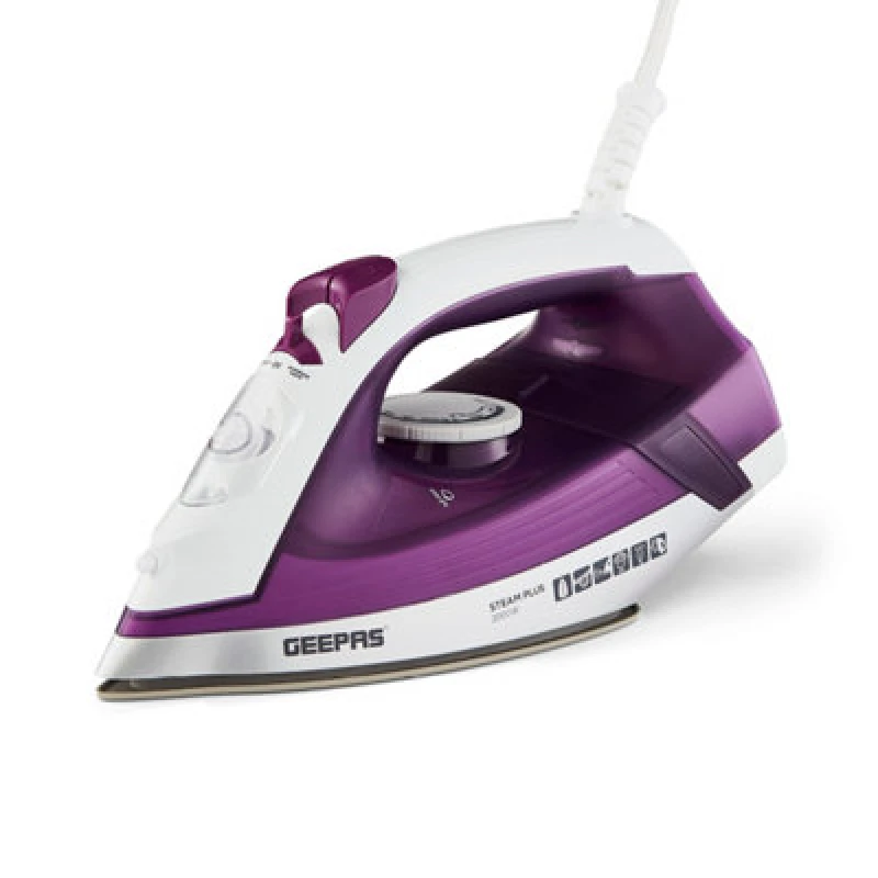 Image of Geepas 2000W Steam Iron with Ceramic Soleplate - 220 ml Tank Purple