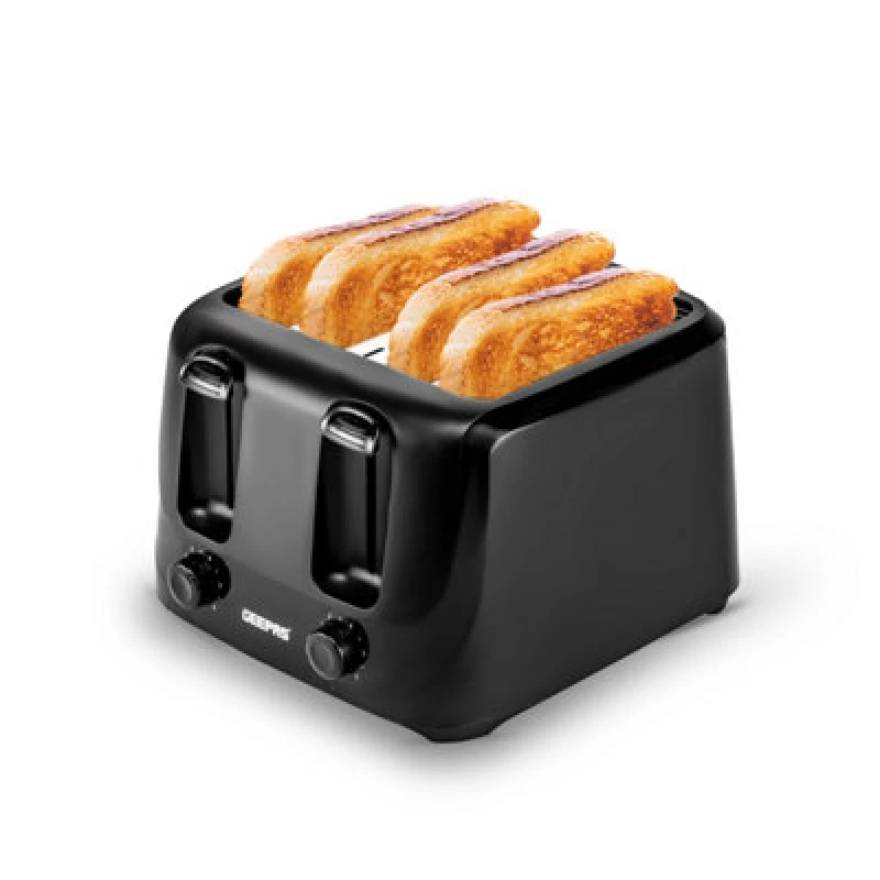 Image of Geepas 4 Slice Toaster Family Size Bread Toaster 6 Variable Browning Control 1400W Black