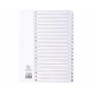Image of Exacompta Mylar Dividers A-Z A4 160gsm Pack of 10, white