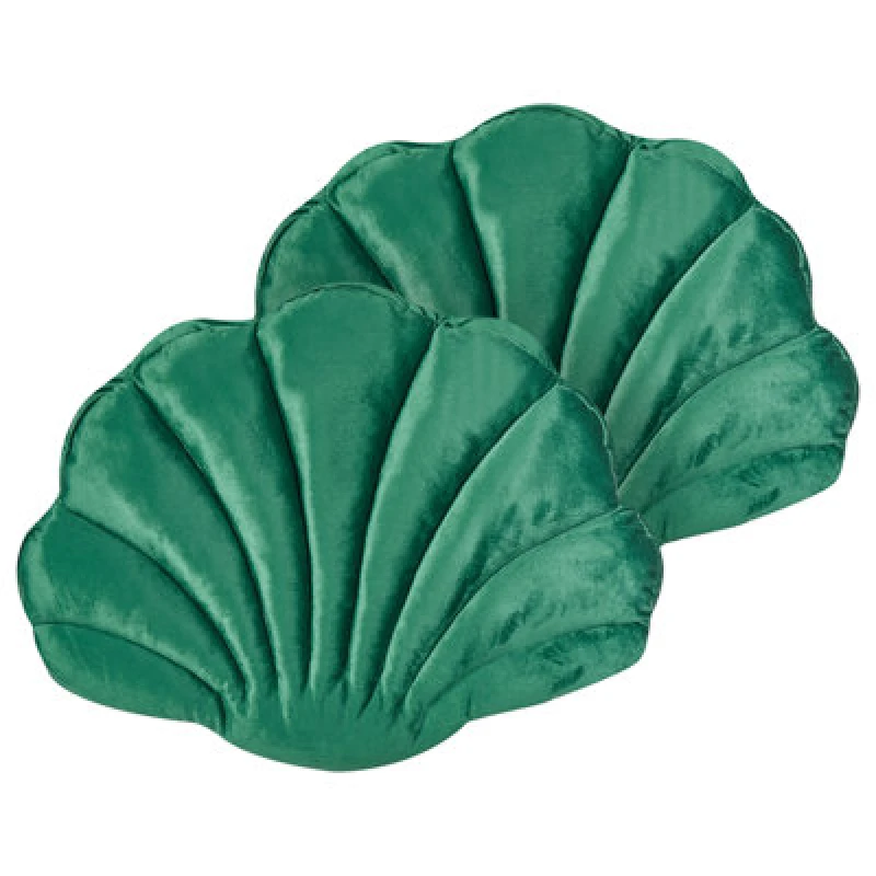Image of Beliani Set Of 2 Decorative Cushions Consolida Velvet 47 X 35cm Emerald Green Solid