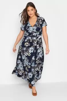 Image of Floral Wrap Front Tie Maxi Dress