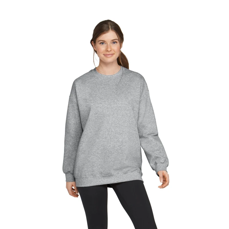 Image of Gildan Womens Softstyle Midweight Crew Neck Fleece Top in Grey Size: Small Grey Female S