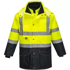 Image of Portwest S426YNRXXL - sz 2XL Hi-Vis 7-in-1 Contrast Traffic Jacket - Yellow/Navy