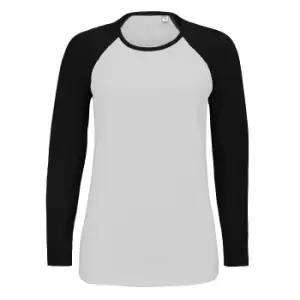 Image of SOLS Womens/Ladies Milky Contrast Long Sleeve T-Shirt (XXL) (White/Deep Black)