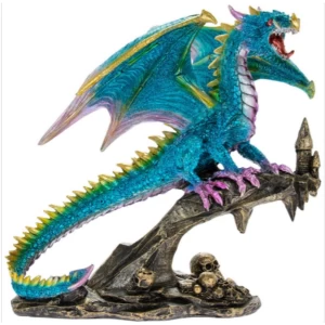 Image of Dragon Blue On Perch Figurine By Lesser & Pavey