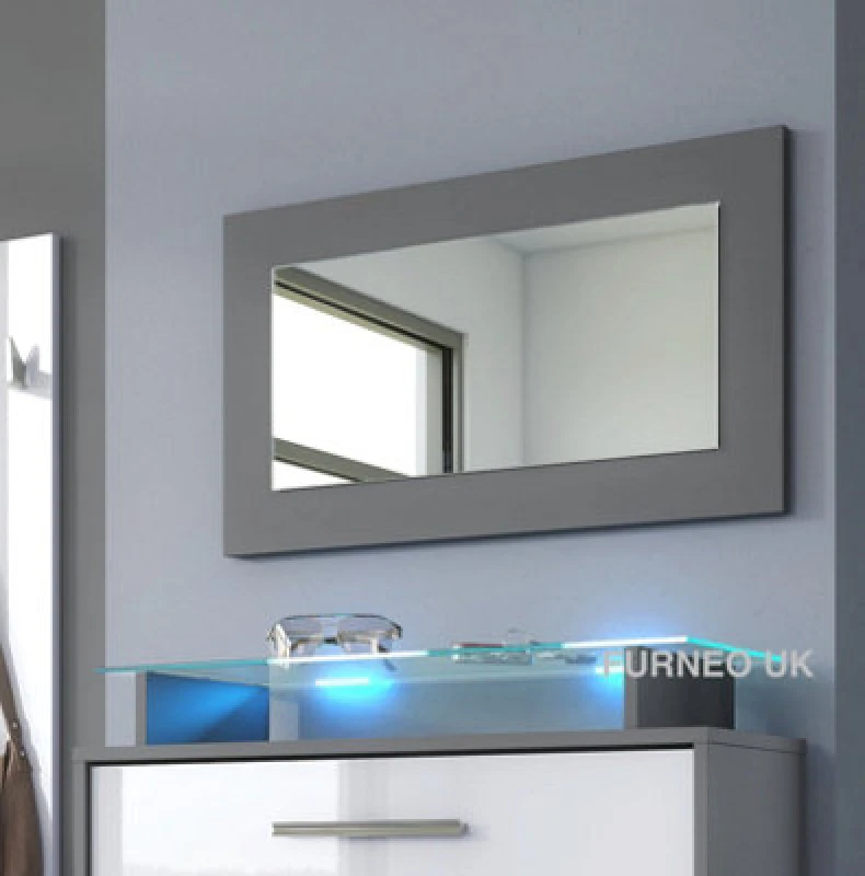 Image of Furneo Framed Mirror 70X40Cm Grey Modern Living Dining Room Hallway Bedroom Furniture