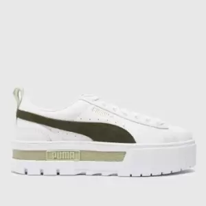 Image of PUMA White & Green Mayze Trainers