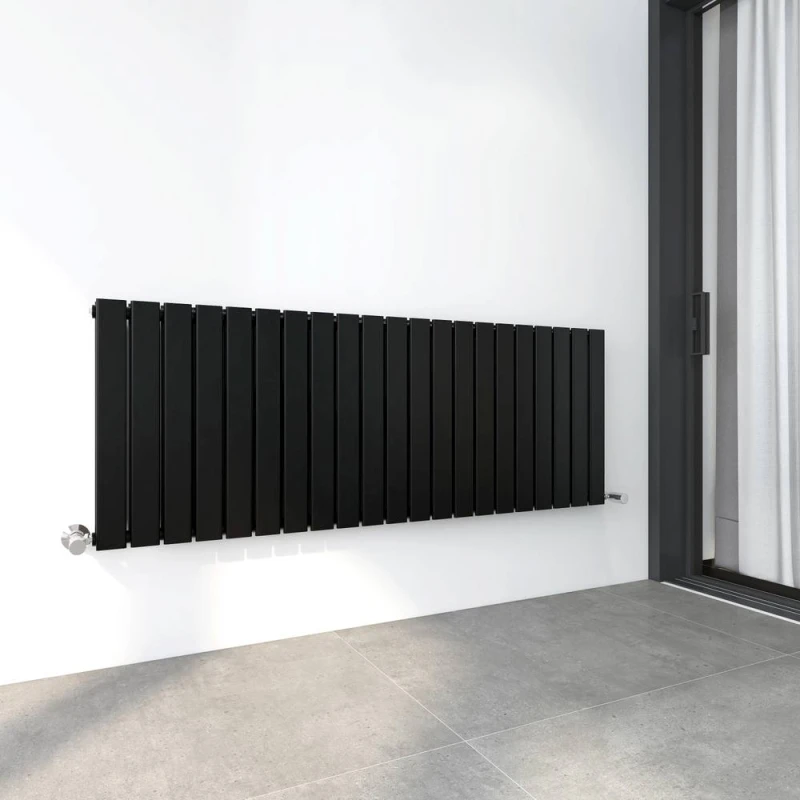 Image of MCC DIRECT Mcc Direct - 600 x 1428mm Double Designer Flat Panel Central Heating Radiator matt Black HD1723