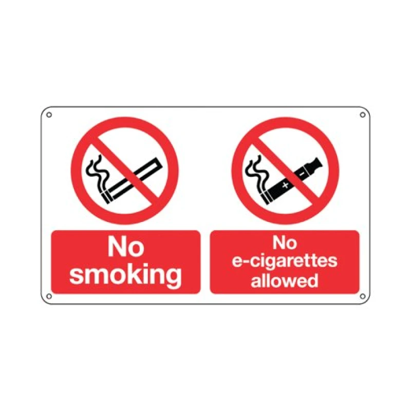 Image of Signs and Labels No Smoking and No E-Cigarettes Sign Plastic 100x250mm Red EL005URP