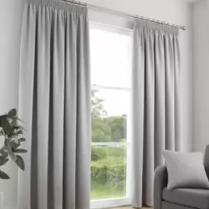 Image of Fusion Galaxy Plain Dyed Triple Woven Thermal Pencil Pleat Lined Curtains, Silver, 66 x 54 Inch