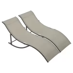 Image of Alfresco S shaped Foldable Loungers Set of Two, Brown