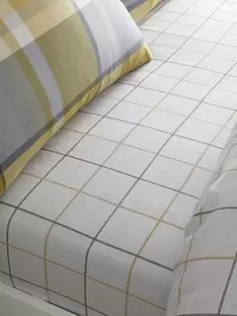 Image of Catherine Lansfield Check Brushed Fitted Sheet In Ochre
