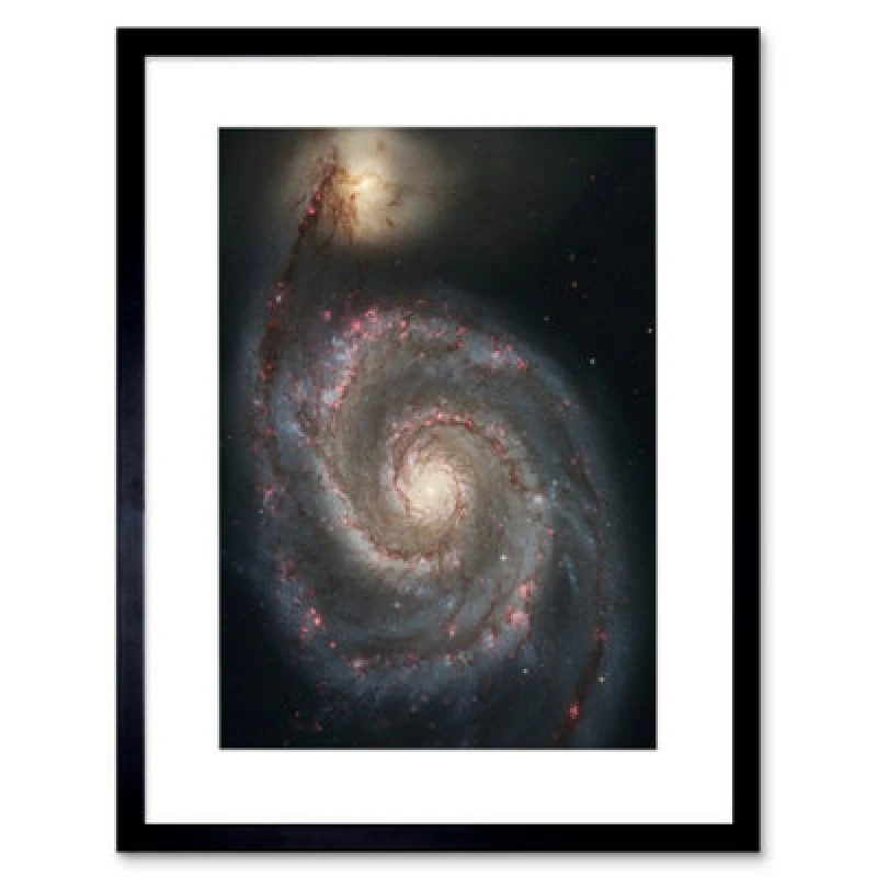 Image of Artery8 Nasa Space Photo Hubble Whirlpool Galaxy M51 12X16" Framed Wall Art Print