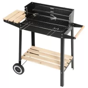 Image of Rectangular Trolley Charcoal BBQ Grill with Shelves & Wheels 85 x 80 x 41cm