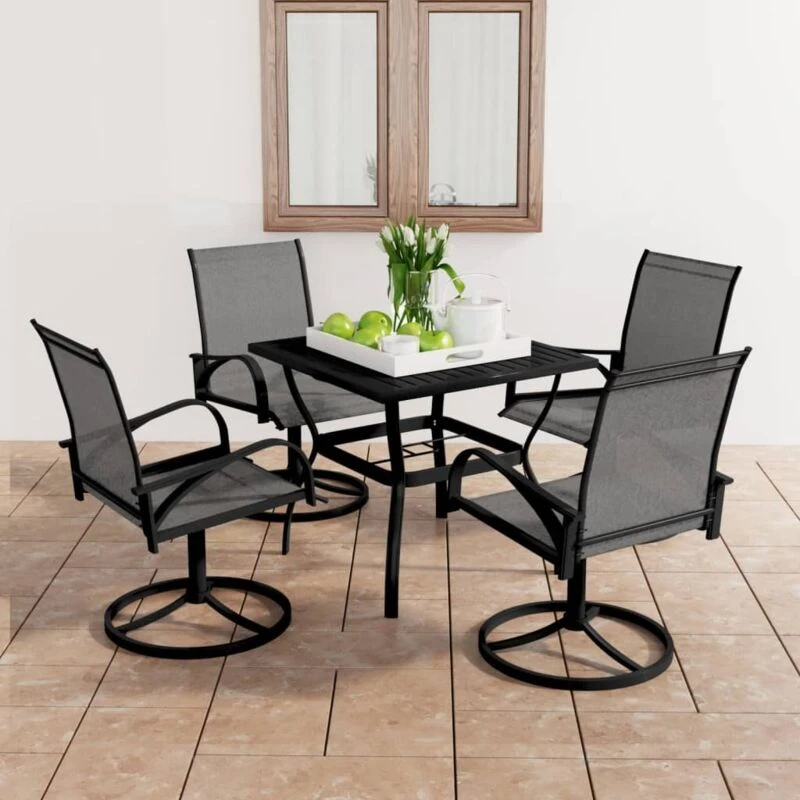 Image of MINKUROW 5 Piece Garden Dining Set Textilene and Steel vidaXL YX3060282