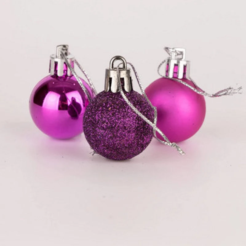 Image of Shatchi 30mm/12Pcs Christmas Baubles Shatterproof Purple,Tree Decorations Purple