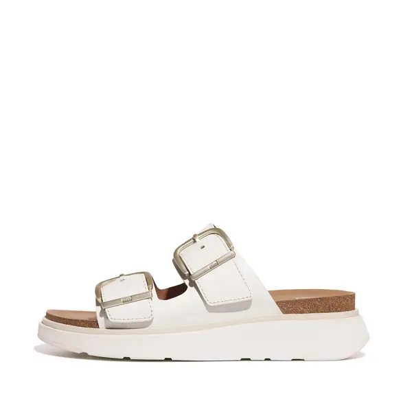 Image of FitFlop Fitflop Gen-ff Buckle Two-bar Leather Slides - Urban White, Size 5, Women White VTRT7 Female 5
