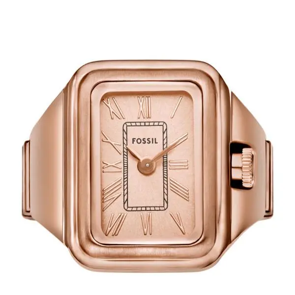 Image of Fossil Raquel Rose Gold-Tone Stainless Steel Sunray Dial Ring Ladies Watch ES5345 ES5345