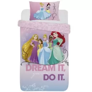 Image of Disney Princess Dream It Panel Duvet Cover Set (Double) (Pink/Green/Blue)