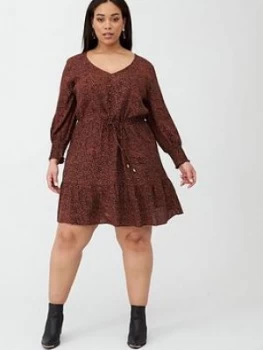 Image of Oasis Curve Textured Animal Dress - Orange