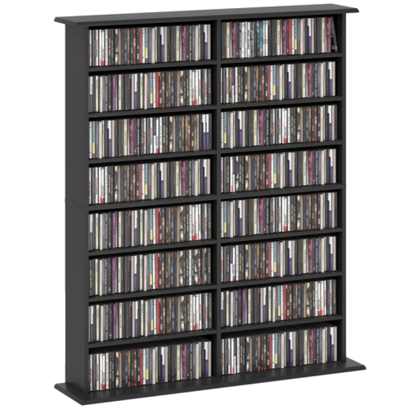 Image of HOMCOM HOMCOM CD Storage Unit DVD Tower Bluray Storage Shelf for Office, Black One Size Unisex 5063603601130