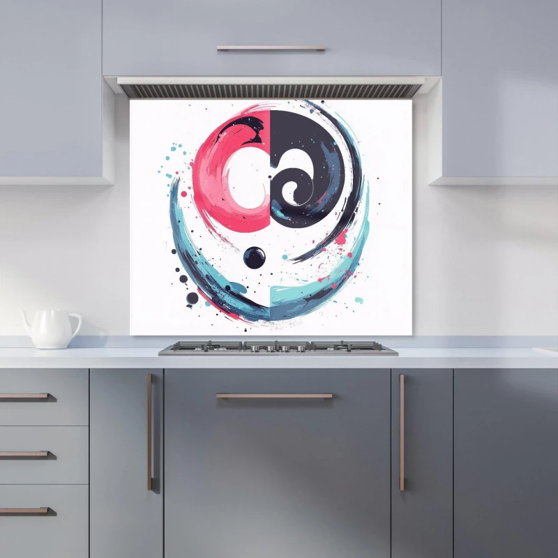 Image of Warren Reed - Designer Yin Yang Harmony in Modern Art Kitchen Splashback Size: 900mm x 750mm Multicolor Unisex 900mm x 750mm