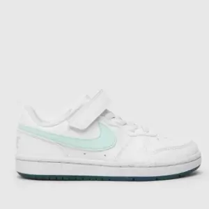 Image of Nike White & Green Court Borough Low Girls Junior Trainers