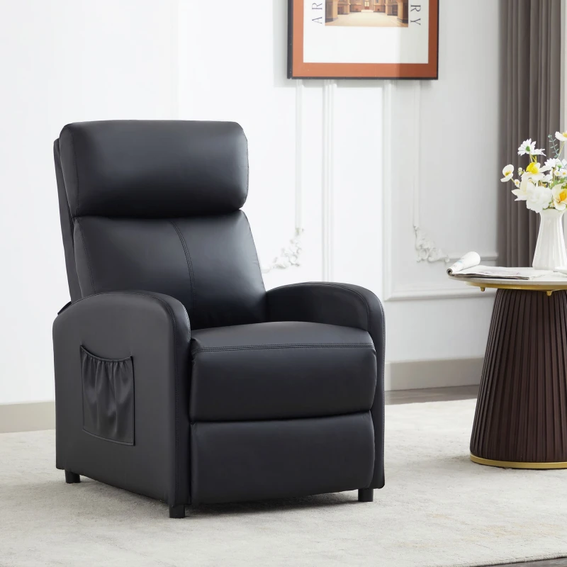 Image of MCC Direct CozyWell Faux Leather Black Reclining Arm Chair Black