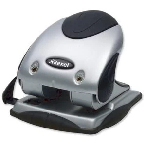 Image of Rexel P240 Heavy Duty 2-Hole Punch Black/Silver with Nameplate
