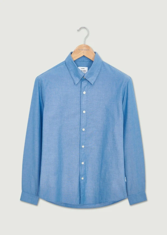 Image of Peter Werth Mens James LS Shirt in Indigo Size: Medium Indigo Male M