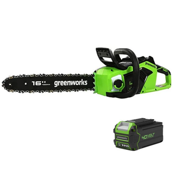 Image of Greenworks GD40CS18 40v Cordless Brushless Chainsaw 400mm GD40CS18K4 Batteries: 1 x 4ah Li-ion