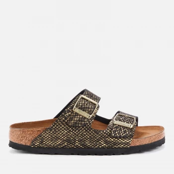 Image of Birkenstock Womens Shiny Python Arizona Double Strap Sandals - Black/Gold - EU 37/UK 4.5