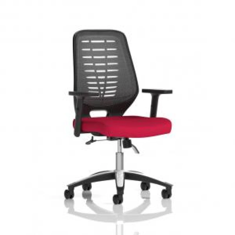 Image of Relay Relay Task Operator Chair Bespoke Colour Silver Back Bergamot Cherry With Height Adjustable Arms KCUP2073