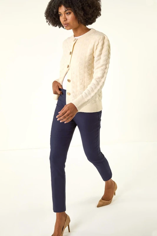 Image of Roman 3/4 Length Stretch Elastic Waist Trouser Navy