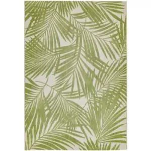 Image of Patio Palm Botanical Leaf Flatweave Kitchen Indoor Garden Outdoor Rug Green Large Carpet Floor MAt 160 x 230cm (5'3'x7'7')