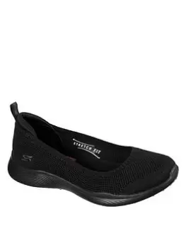 Image of Skechers Microburst 2.0 Wide Fit Ballerina Shoes - Black, Size 7, Women