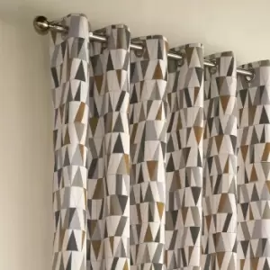 Image of Reno Coffee Eyelet Curtains Grey, Gold and White
