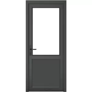 Image of Crystal uPVC Single Door Half Glass Half Panel Right Hand Open In 890mm x 2090mm Clear Double Glazed Grey/White (each)