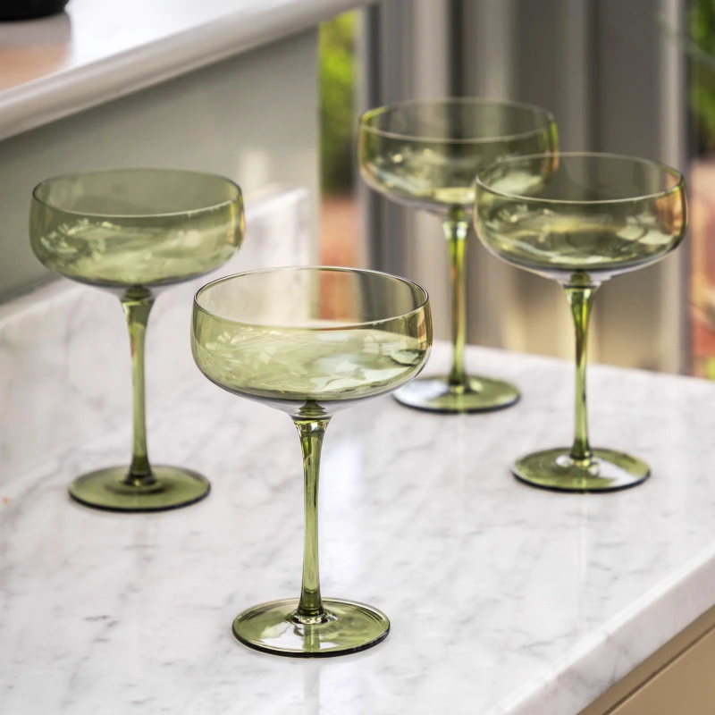 Image of EDITE Set of 4 Eden Coupe Glasses in Smokey Green Green ONE SIZE