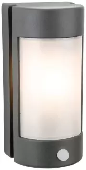 Image of Arena 1 Light Outdoor Wall Light Light, PIR Graphite, Opal Polycarbonate Diffuser IP44, E27
