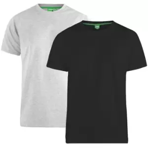 Image of Duke Mens Fenton Kingsize D555 Round Neck T-Shirts (Pack Of 2) (3XL) (Black/Grey)