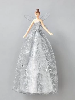 Image of Gisela Graham Silver Fairy Christmas Tree Topper