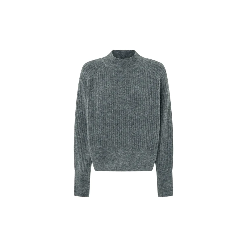 Image of Pepe Jeans Irma Perkins Ribbed Jumper Dark Grey Women M
